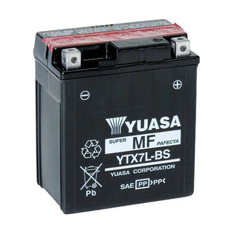 Batteria Yuasa YTX7L-BS 6A, positivo DX