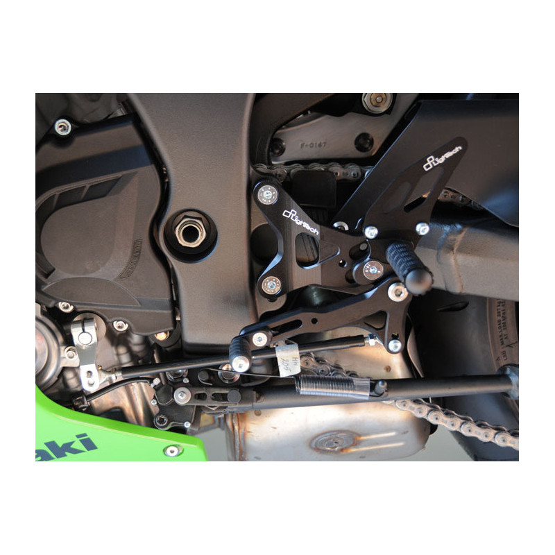 Lightech Adjustable Rear Sets Black for Kawasaki ZX-10R 11-, Fixed