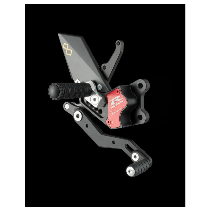 Grupo estriberas completo regulables Lightech Track System De Ergal negro, poggiapiede fijo para Suzuki GSX-R 600/750 11-