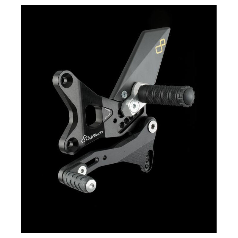 Komplette Fußrastenanlage verstellbar Lightech Aus Ergal schwarze TRACK System, poggiapiede fest für Kawasaki ZX10-R 11-13