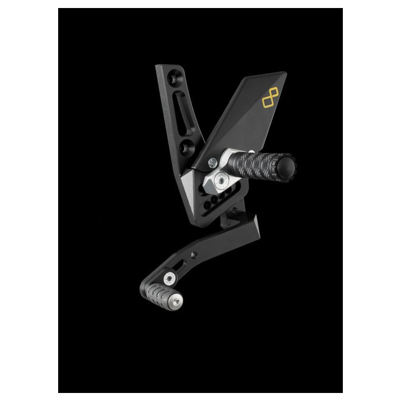 Komplette Fußrastenanlage verstellbar Lightech Aus Ergal schwarze TRACK System, poggia piede fest für Triumph Speed Triple 1050 /1050 R