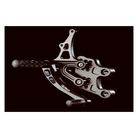 Gruppo pedane complete regolabili Lightech In Ergal nere per Honda CBR 1000 RR 04-07 , poggiapiede fisso