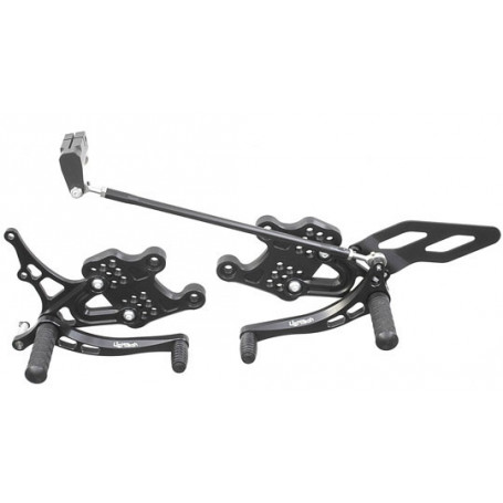 Gruppo pedane complete regolabili Lightech In Ergal nere per Honda CBR 600 RR 03-06