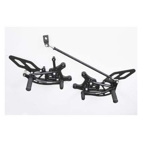 Gruppo pedane complete regolabili Lightech In Ergal nere per Yamaha R6 03-05