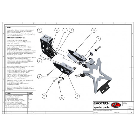 Support de Plaque Réglable Evotech pour Aprilia Dorsoduro