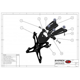 Portamatrículas regulable negro Evotech para Ducati Streetfighter | MotoGM