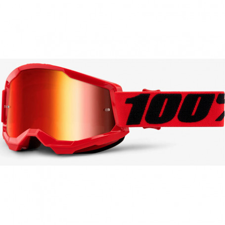 Cross-\/Enduro-Maske MX 100% Strata 2 Rot lente Spiegel rot | MotoGM