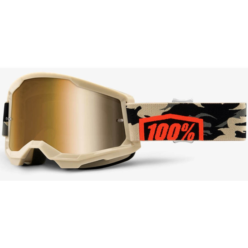Cross-\/Enduro-Maske MX 100% Strata 2 Kombat lente Spiegel Gold