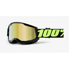 Máscara cross enduro MX 100% Strata 2 upsol lente espejo oro | MotoGM