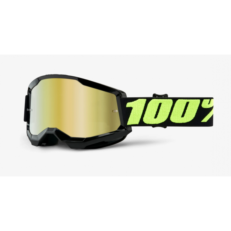 Máscara cross enduro MX 100% Strata 2 upsol lente espejo oro
