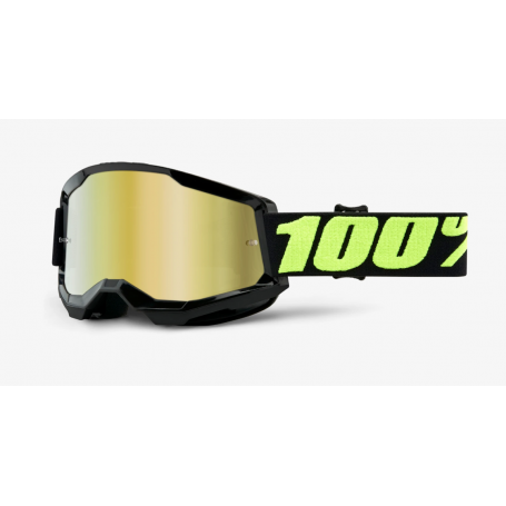 Maschera cross enduro MX 100% Strata 2 upsol lente specchio oro