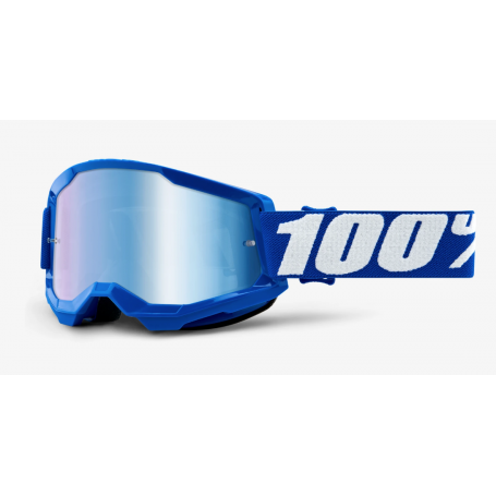 Máscara cross enduro MX 100% Strata 2 azul lente espejo azul | MotoGM