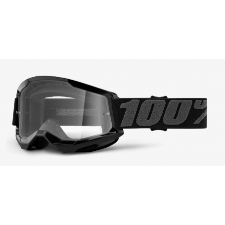 Maschera cross enduro MX 100% Strata 2 black lente trasparente