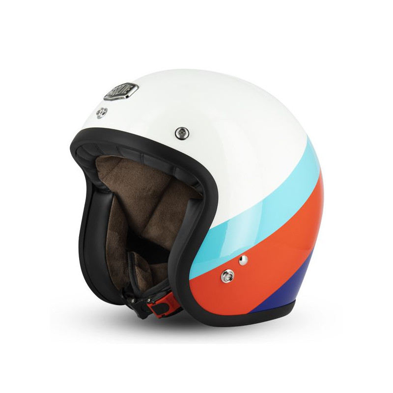 Helmet jet custom cafè racer Gasoline S250 glossy white | MotoGM