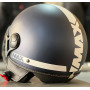 Casque jet max power bleu mat decal blanc
