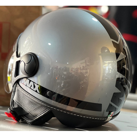 Casque jet max power gris technique nardo brillant