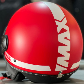 max power Jet helmet red matt opaco decal white