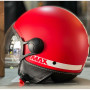 Casque jet max power rouge mat decal blanc