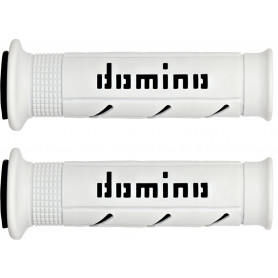 Puño(s) domino A250 scooter moto forate blanco negro 120-125mm | MotoGM