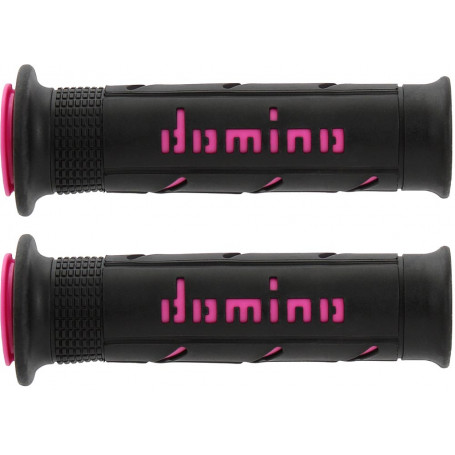 Manopole domino A250 scooter moto forate nere fucsia 120-125mm