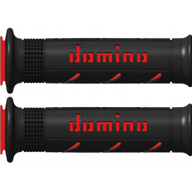 Poignées domino a020 cross noir et rouge - pièce moto, scooter 50cc