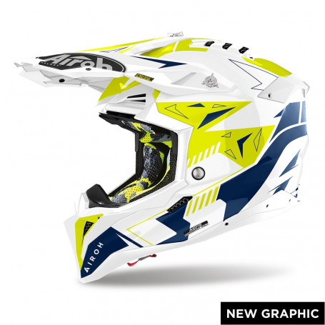 Casco Airoh Aviator 3 SPIN amarillo azul brillante | MotoGM