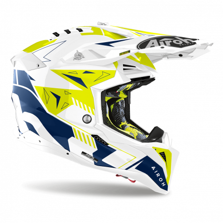 Casco Airoh Aviator 3 SPIN amarillo azul brillante
