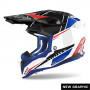 Casco Airoh Aviator 3 PUSH blu rosso lucido