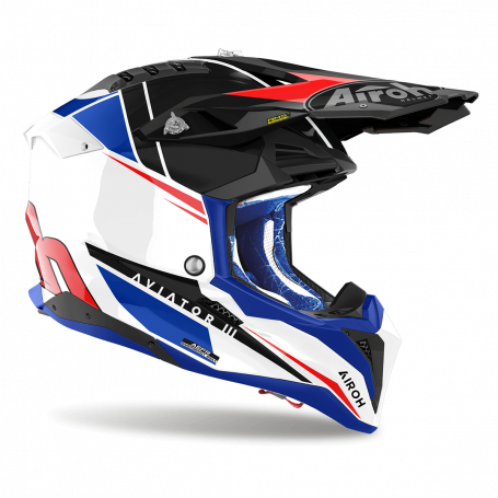 Casco Airoh Aviator 3 PUSH azul rojo brillante