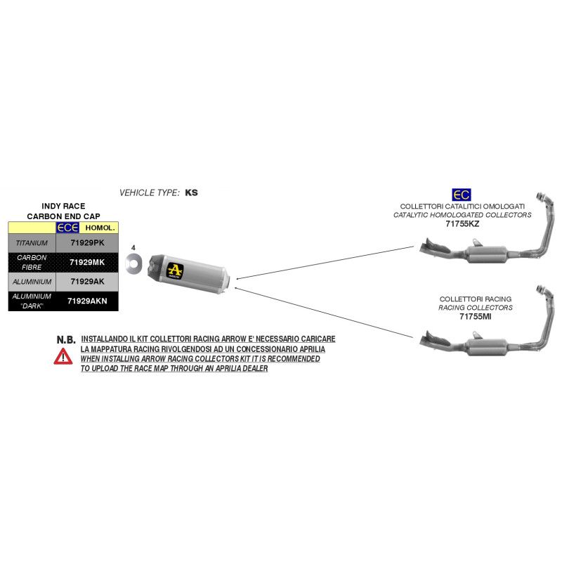 Terminal de escape Arrow indy Race carbono Aprilia RS 660, Tuono 660 2020-2023 Terminal de escape Arrow indy Race carbono Aprilia RS 660, Tuono 660 2020-2023