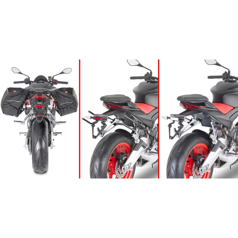 Telaietti laterales REMOVE-X Aprilia Tuono 660, RS 660 a sgancio rapido para borse soffici laterales Telaietti laterales REMOVE-X Aprilia Tuono 660, RS 660 a sgancio rapido para borse soffici laterales