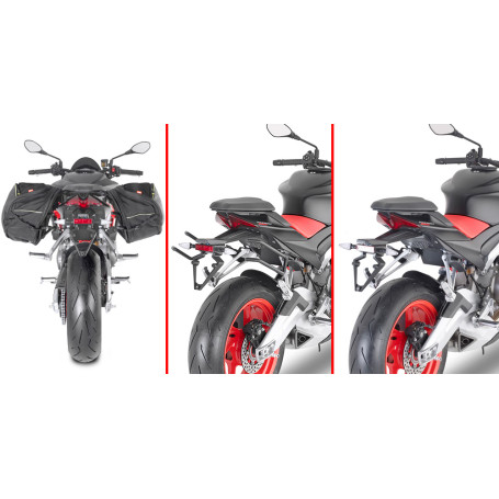 Telaietti laterali REMOVE-X Aprilia Tuono 660, RS 660 a sgancio rapido per borse soffici laterali