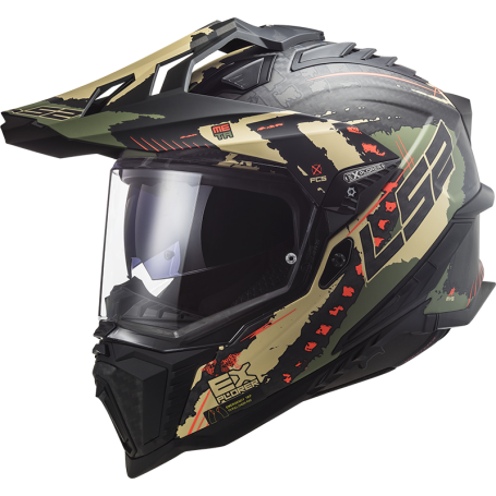 Casque LS2 MX701 EXPLORER Carbon extend vert militaire mat