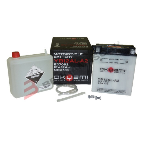 Batterie Okyami OT12AL-A2, YB12AL-A2 12 A, positiv DX | MotoGM