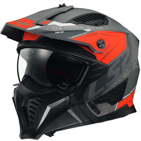 Casco jet LS2 OF606 DRIFTER DEVOR MATT SILVER TITANIUM RED