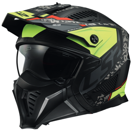 Casco jet LS2 OF606 DRIFTER DEVOR MATT BLACK H-V YELLOW