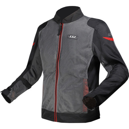 Veste moto eté LS2 Airy CE perforée gris noire rouge