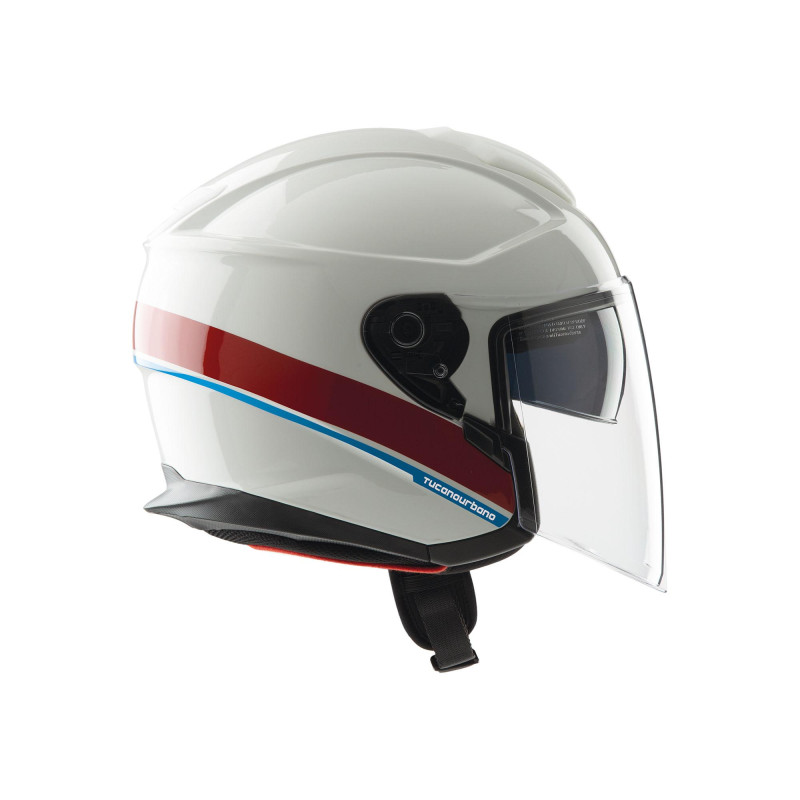 Casque Jet Tucano Urbano EL MAX blanc brillant graphique
