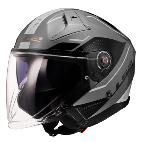 Casco jet LS2 Infinity II OF603 Veyron gris brillante blanco ECE2… | MotoGM