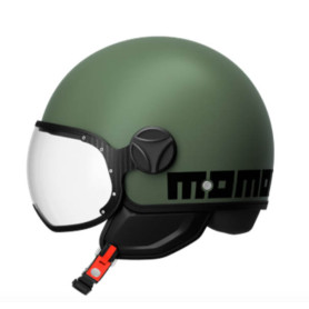 Casco Momo design FGTR CLASSIC verde militare opaco negro E2206 | MotoGM
