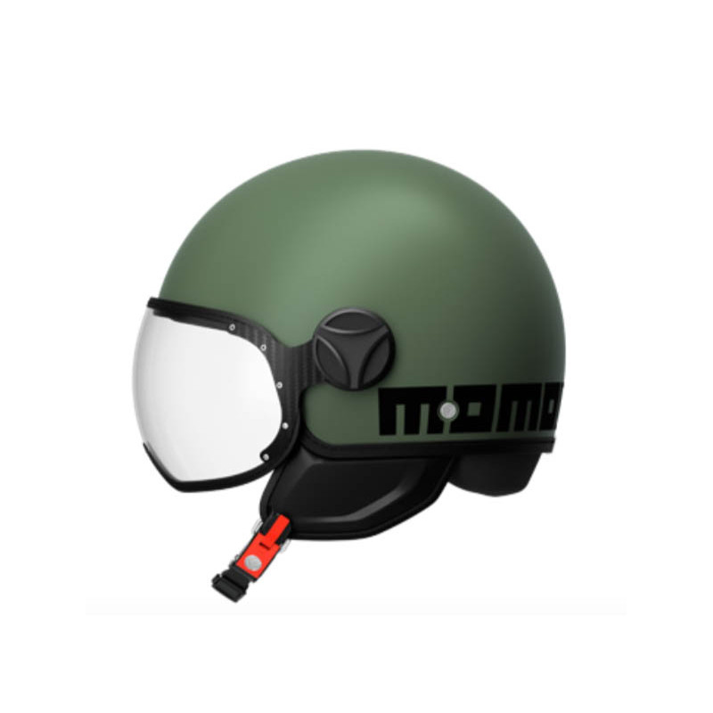 Casco Momo design FGTR CLASSIC verde militare opaco negro E2206 Casco Momo design FGTR CLASSIC verde militare opaco negro E2206