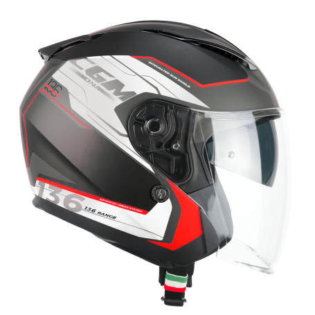 Casque Jet CGM 136A DNA Apache noire blanc rouge matte
