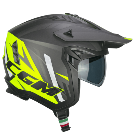 Casque Jet CGM Rush Sprint graphite noire jaune fluo