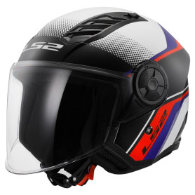Casco jet LS2 AIRFLOW II RUSH Blanco Rojo BLUE | MotoGM