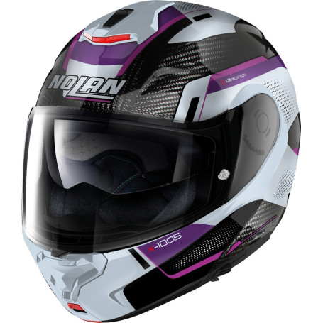 Flip up helmet Nolan X-1005 ULTRA CARBON white fuchsia