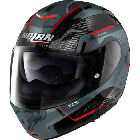 Casque modulable Nolan X-1005 ULTRA CARBON GREY RED