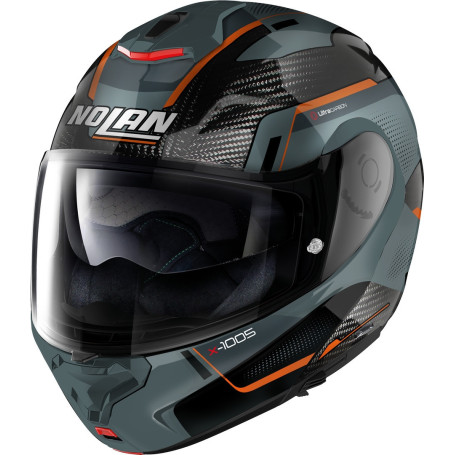 Casque modulable Nolan X-1005 ULTRA CARBON GREY ORANGE