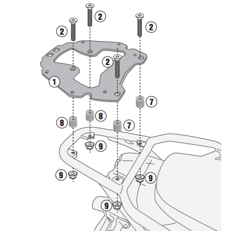 support top case Kappa givi Monokey pour Moto Guzzi V85TT 2019-2023