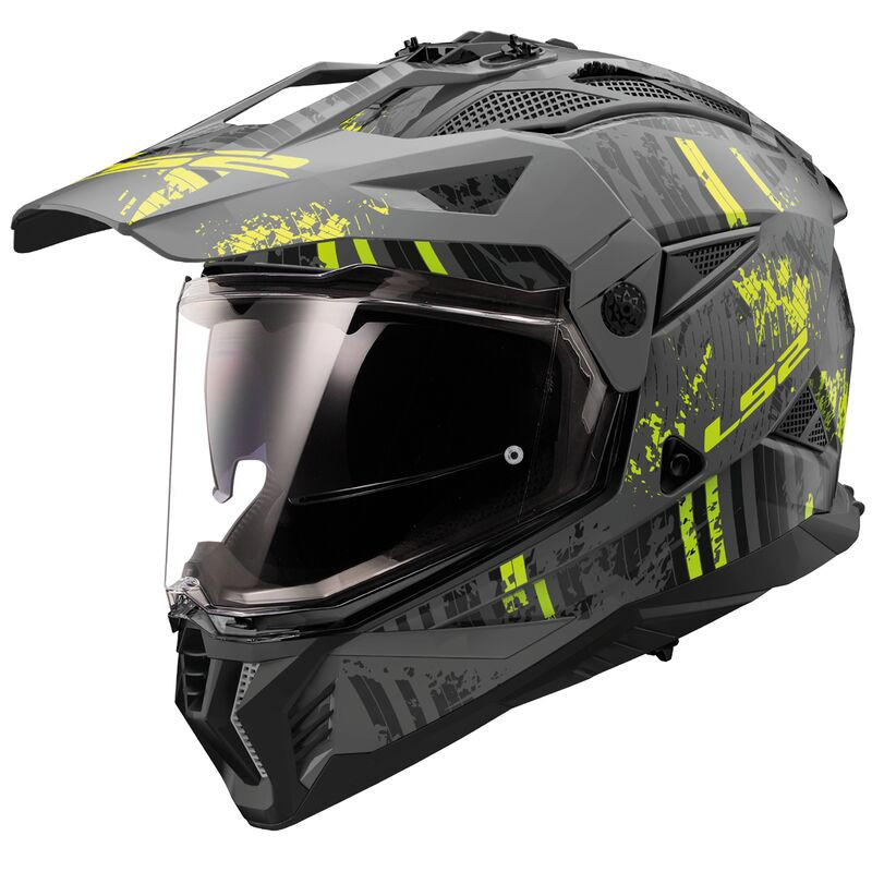 Casco LS2 MX702 Pioneer II CRAZY Negro OPACO Amarillo