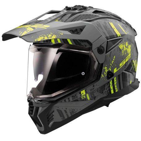 Casco LS2 MX702 Pioneer II CRAZY NERO OPACO GIALLO